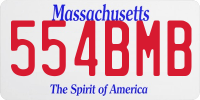 MA license plate 554BMB