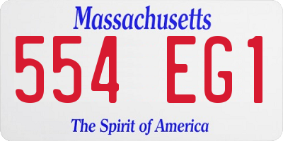 MA license plate 554EG1