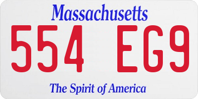 MA license plate 554EG9
