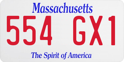 MA license plate 554GX1
