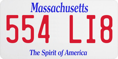 MA license plate 554LI8