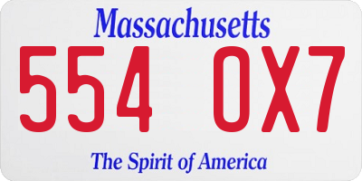 MA license plate 554OX7