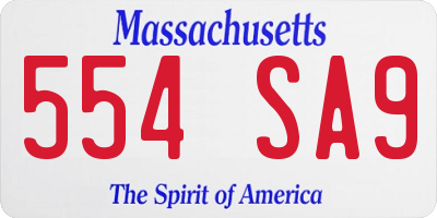 MA license plate 554SA9