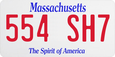 MA license plate 554SH7