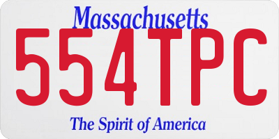 MA license plate 554TPC