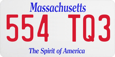 MA license plate 554TQ3