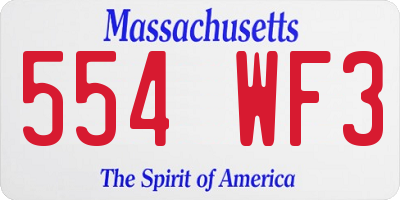MA license plate 554WF3