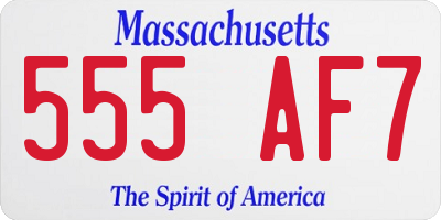 MA license plate 555AF7