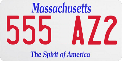MA license plate 555AZ2