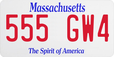 MA license plate 555GW4