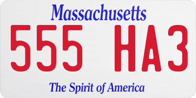 MA license plate 555HA3