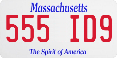 MA license plate 555ID9