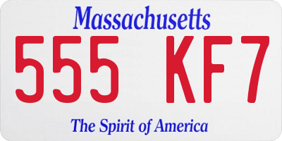 MA license plate 555KF7