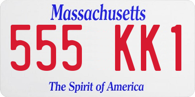 MA license plate 555KK1