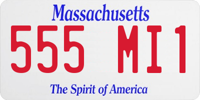 MA license plate 555MI1