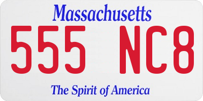 MA license plate 555NC8