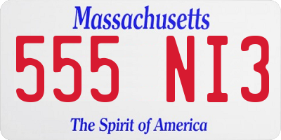 MA license plate 555NI3