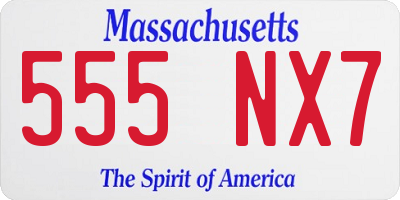 MA license plate 555NX7