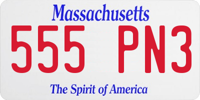 MA license plate 555PN3