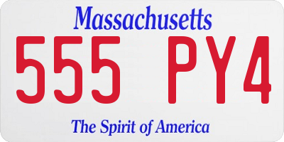 MA license plate 555PY4