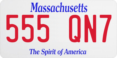 MA license plate 555QN7