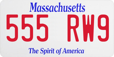 MA license plate 555RW9