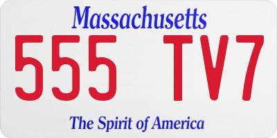 MA license plate 555TV7