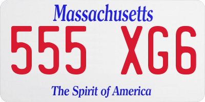 MA license plate 555XG6