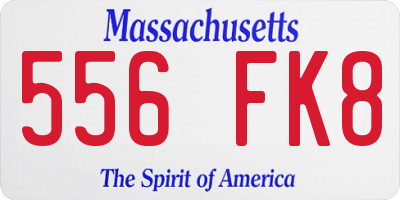 MA license plate 556FK8