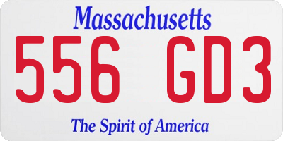 MA license plate 556GD3