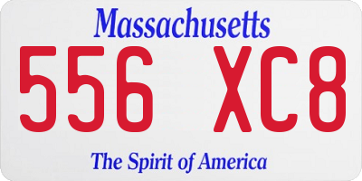 MA license plate 556XC8