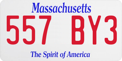 MA license plate 557BY3