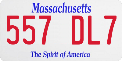 MA license plate 557DL7