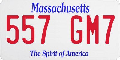 MA license plate 557GM7