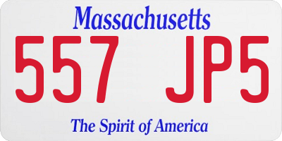 MA license plate 557JP5