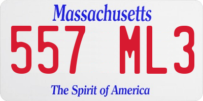 MA license plate 557ML3