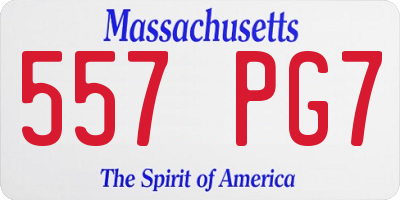 MA license plate 557PG7