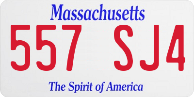 MA license plate 557SJ4