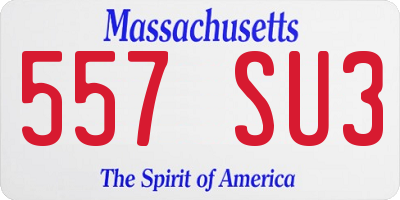 MA license plate 557SU3