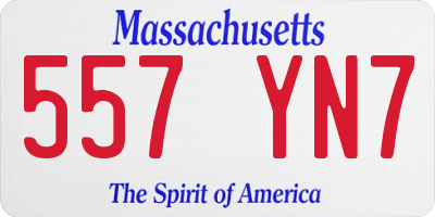 MA license plate 557YN7