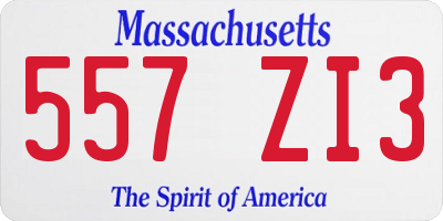 MA license plate 557ZI3