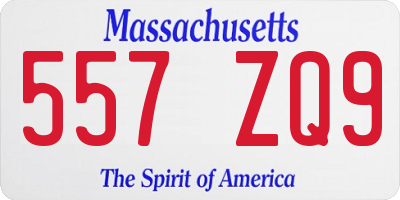 MA license plate 557ZQ9
