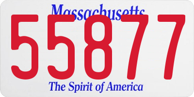 MA license plate 55877