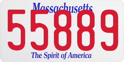 MA license plate 55889