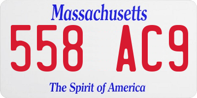 MA license plate 558AC9