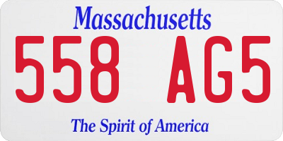 MA license plate 558AG5