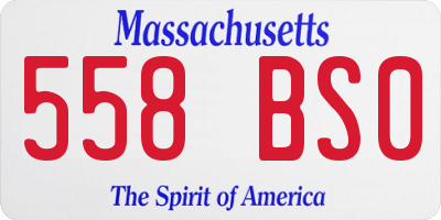 MA license plate 558BS0