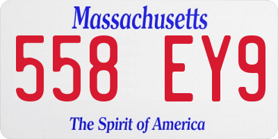 MA license plate 558EY9