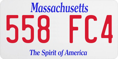 MA license plate 558FC4