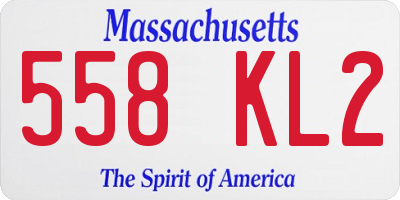 MA license plate 558KL2